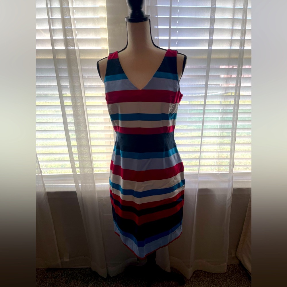 New Tommy Hilfiger Patriotic Color Block Stripe Sleeveless Dress Size 8